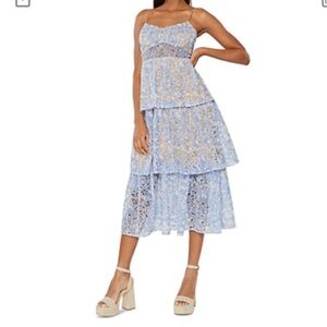 Likely Santos Blue Lace Midi Dress
